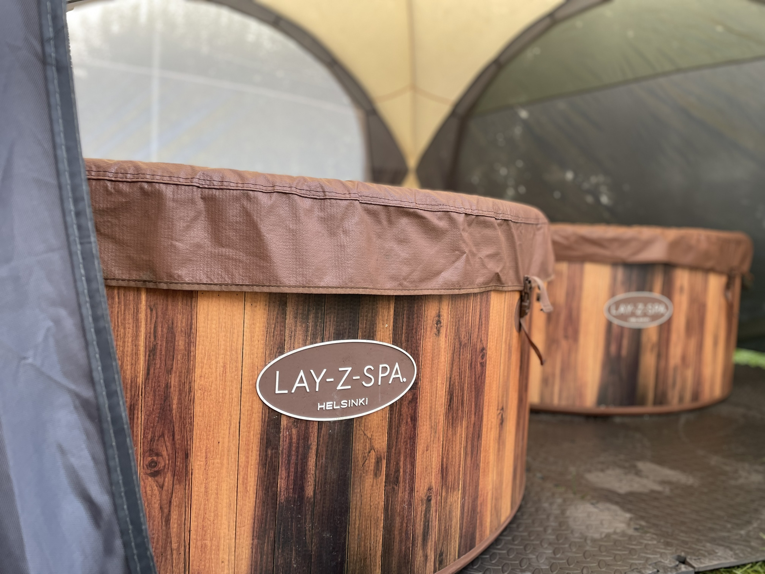 Hot tub with dome shelter